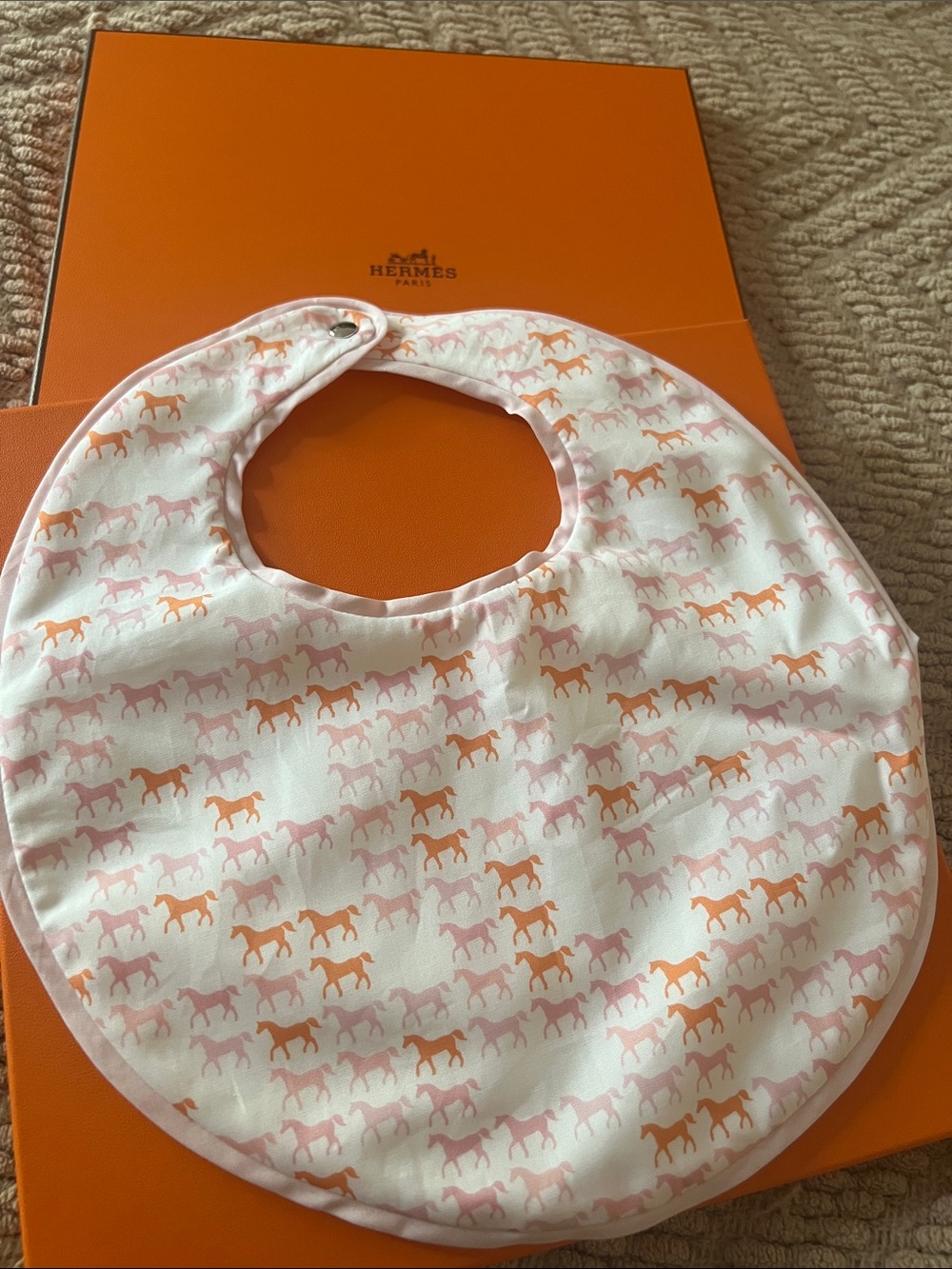Kids Pink & Orange Horse Print Bib